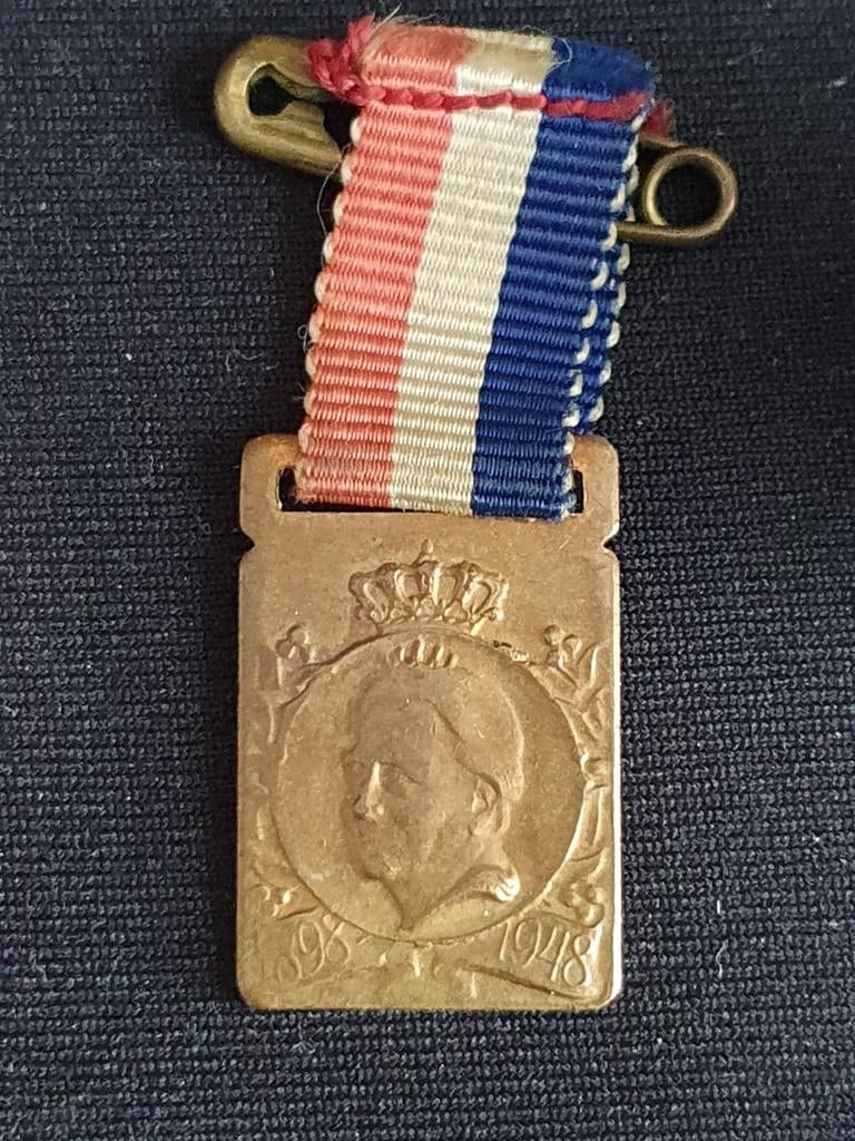 Wilhelmina 1898 - 1948 penning, Ophalen of Verzenden, Gebruikt, Overige onderwerpen