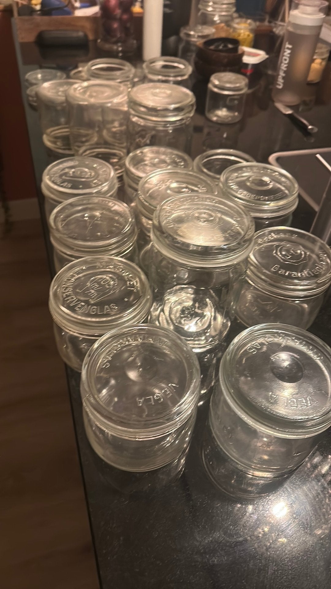 Antieke weckpotten/conservenglazen (oa Vegla, Leerdam), Huis en Inrichting, Ophalen, Zo goed als nieuw, Pot, Bus of Blik