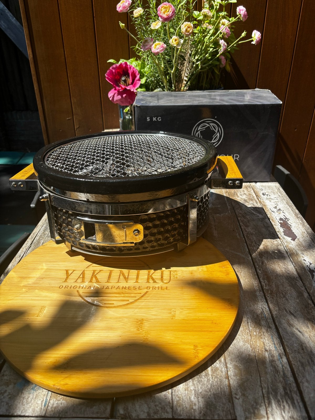 Yakiniku Original Japanse Grill met bamboe plank incl. Kolen, Ophalen, Zo goed als nieuw