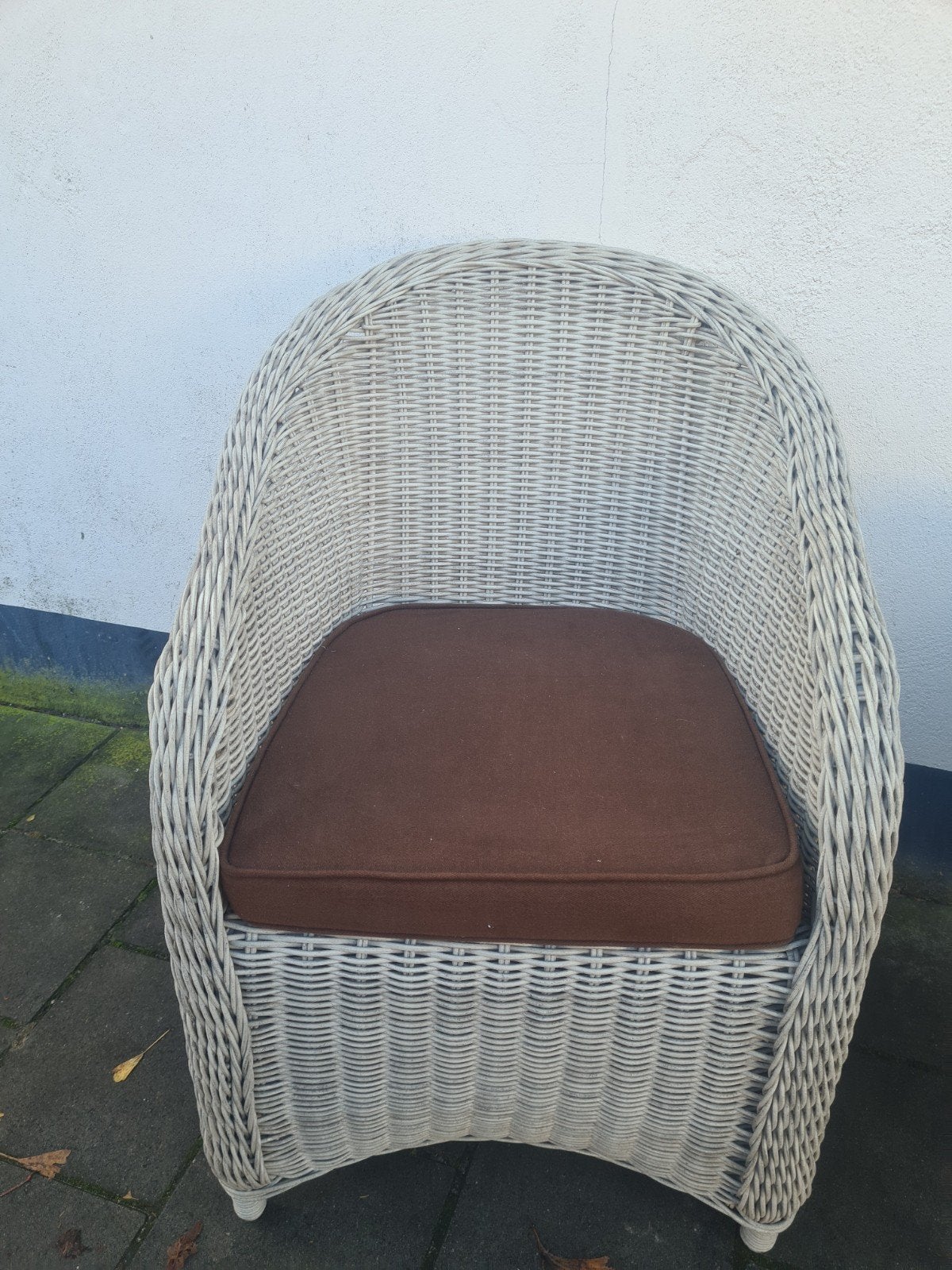 Azzura Rotan tuin Stoel met Kussen - grijs /Bruin kussen, Bohemian, Landelijk, Nieuw, Riet of Rotan, Ophalen of Verzenden