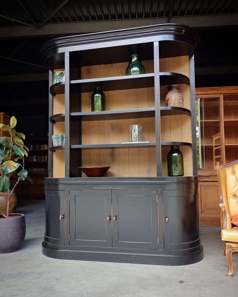 Chique halfronde boekenkast | Wandkast organisch  #7487, Huis en Inrichting, Gebruikt, Met deur(en), -, 200 cm of meer