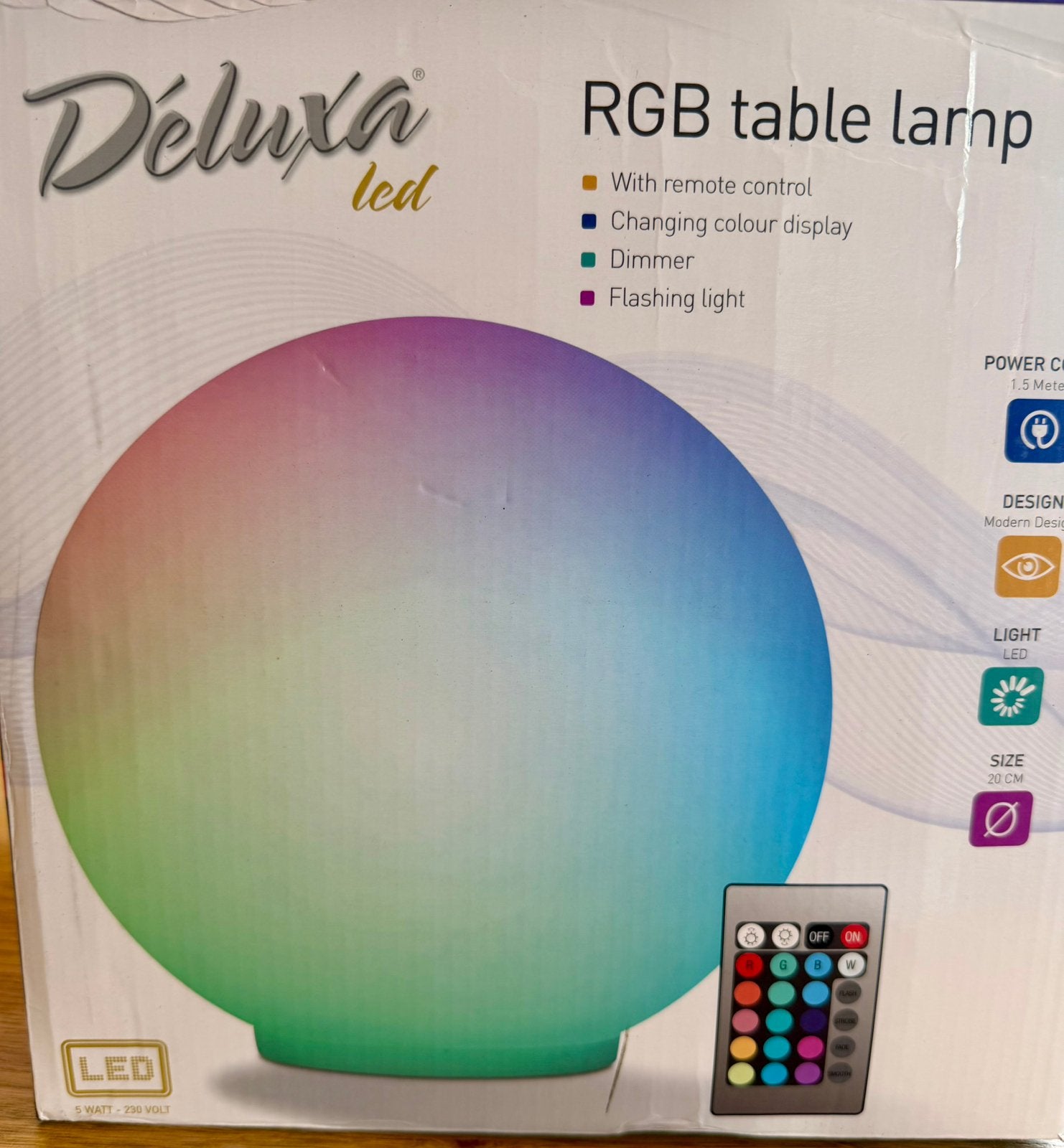 Déluxa LED RGB Tafellamp 20cm met Afstandsbediening⁠, Ophalen of Verzenden, Zo goed als nieuw, Met stekker