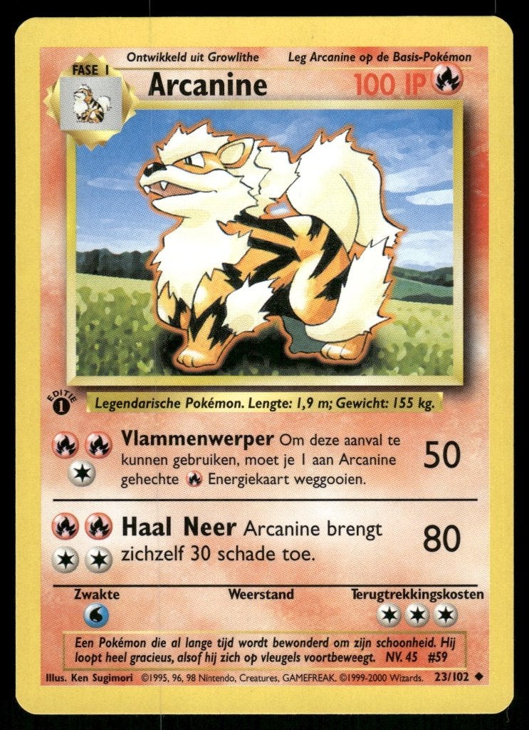 Arcanine 23/102 - Base (1st edition) (NL), Verzenden, Gebruikt