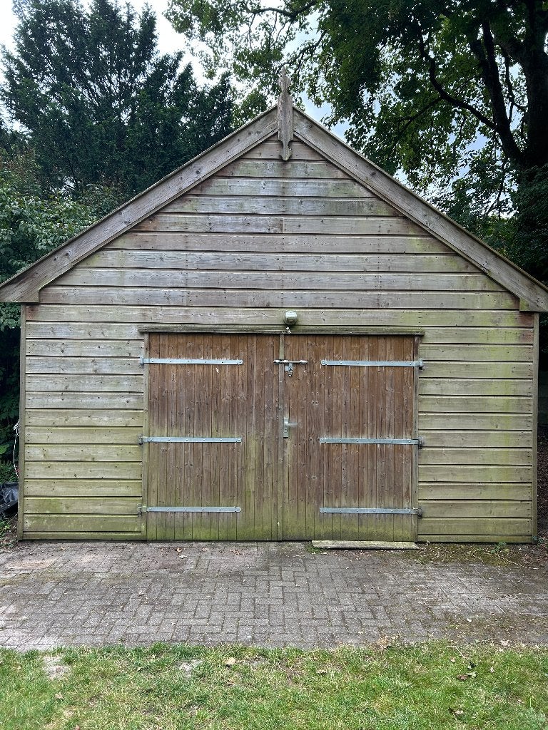 Schuur 7x5meter hout met openslaande deuren, Ophalen, Gebruikt, Hout, Fietsenberging