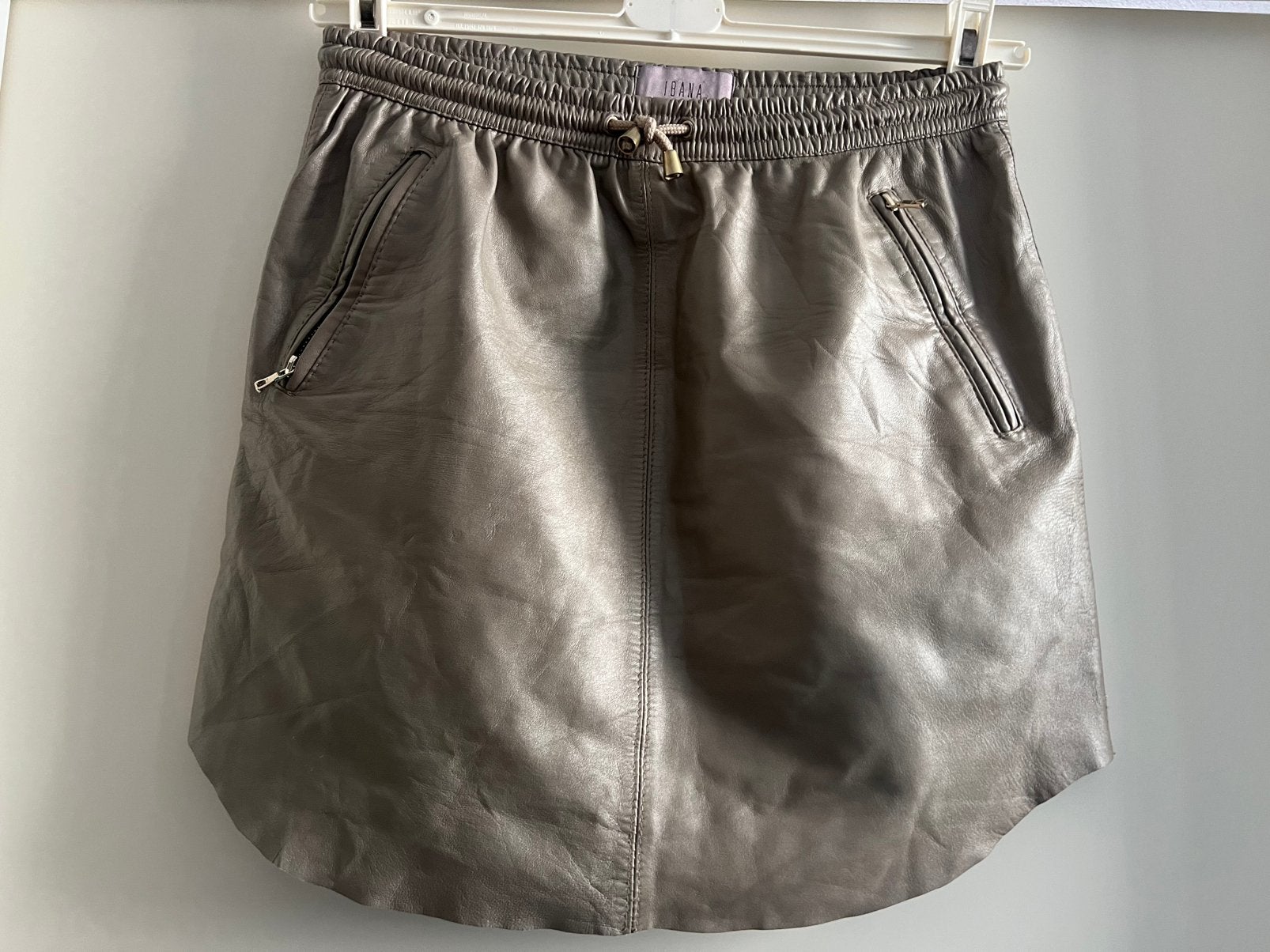 Ibana mooie korte leren rok/ maat 38, Maat 38/40 (M), Verzenden, Beige, Zo goed als nieuw