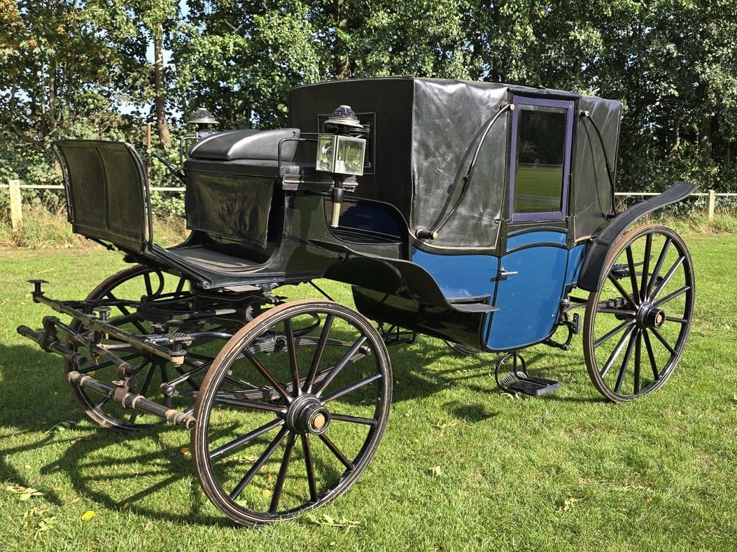 Antieke Landauer koets rijtuig menwagen, Dieren en Toebehoren, Rijtuigen en Koetsen, Gebruikt, Overige typen, Paard, Gesloten