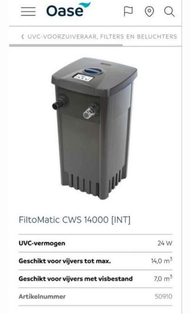 Oase FiltoMatic CWS 14000, Ophalen