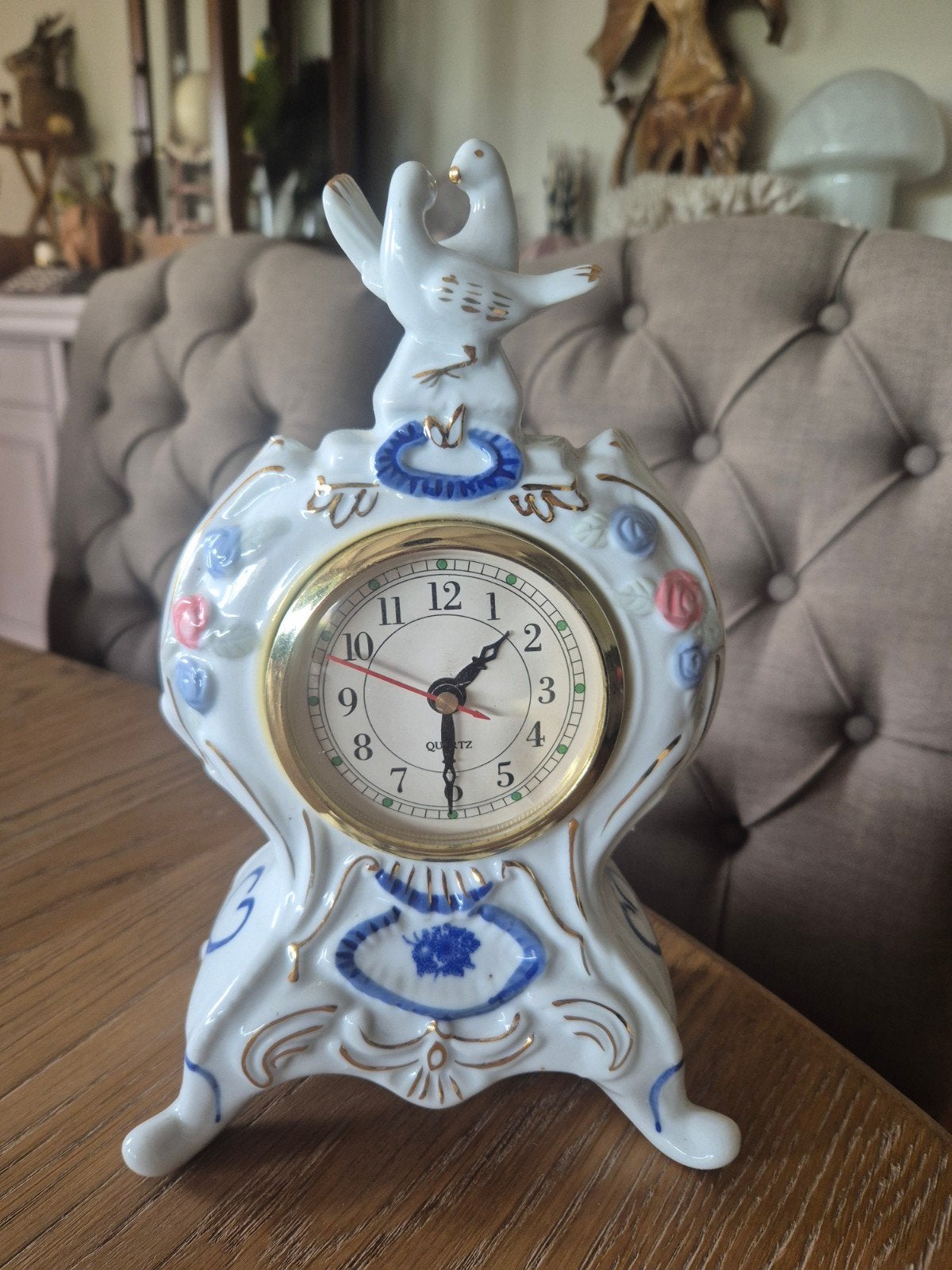 Vintage porseleinen quartz klok, Ophalen of Verzenden