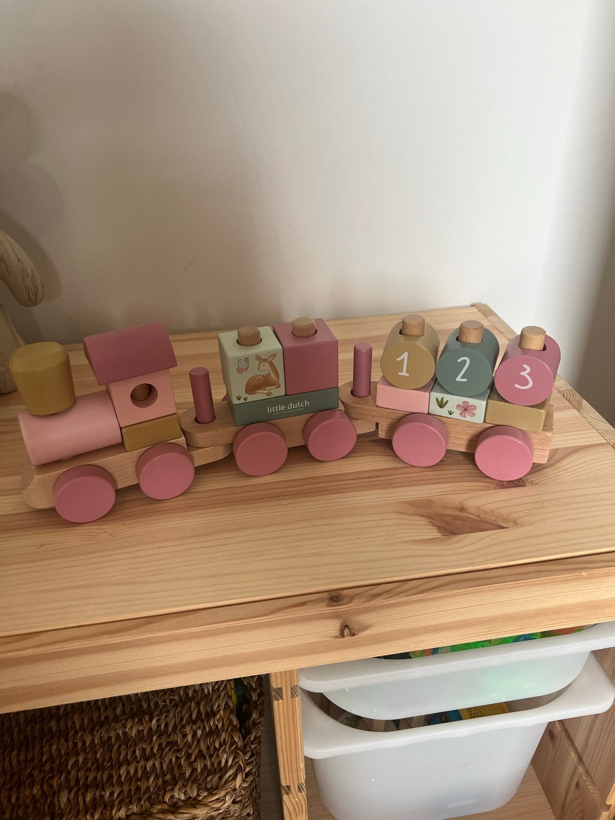 Little Dutch Houten Trein Roze - Wild Flowers, Ophalen of Verzenden, Zo goed als nieuw, Overige typen, Met wieltjes