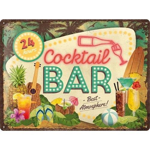 Cocktail Bar 24h relief reclamebord van metaal wandbord deco, Ophalen of Verzenden, Nieuw, Auto's
