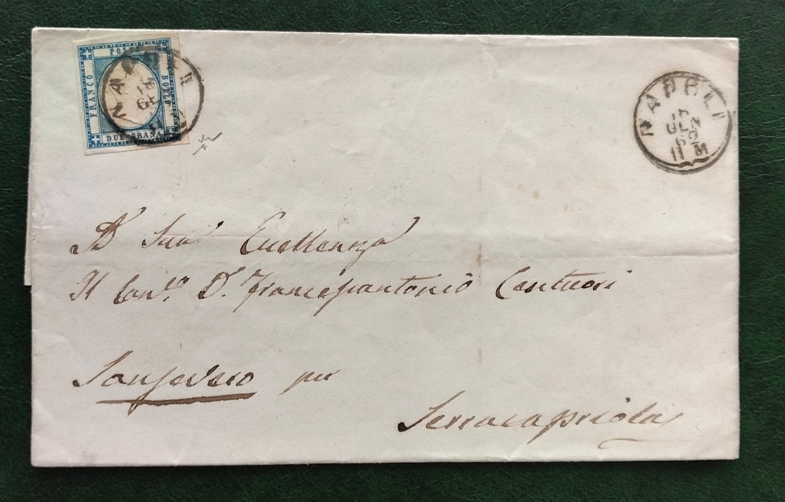 ITALIË - NAPOLI 1862 brief Serracapriola Sa20, Postzegels en Munten, Brieven en Enveloppen | Buitenland, Verzenden, Brief