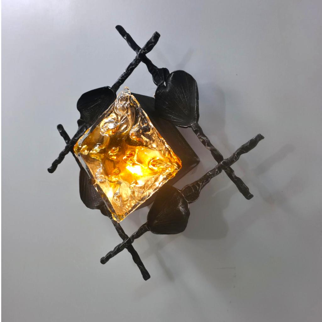 Wandlamp Brutalist jaren 60 Tom Ahlström & Ehrlich murano, Ophalen of Verzenden, Gebruikt, Glas