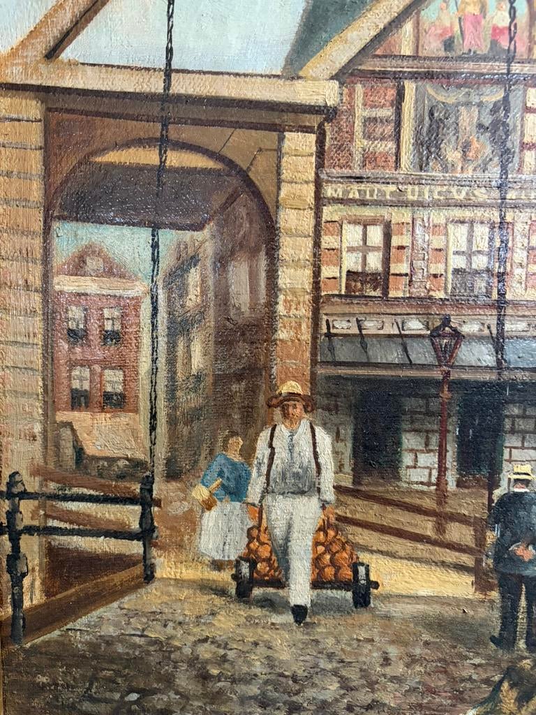 Prachtig olieverfschilderij Alkmaar kaasmarkt, Antiek en Kunst, Ophalen of Verzenden