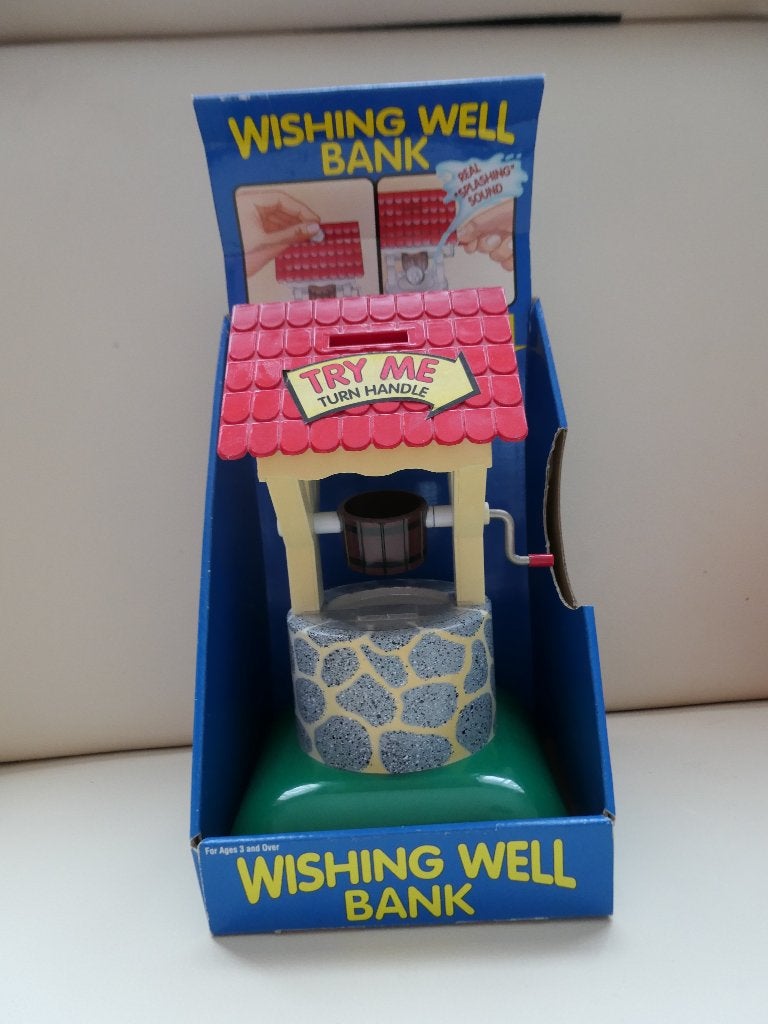 spaarpot wishing well , wensput , mechanisch, Ophalen, Zo goed als nieuw, Kunststof, Overige thema's