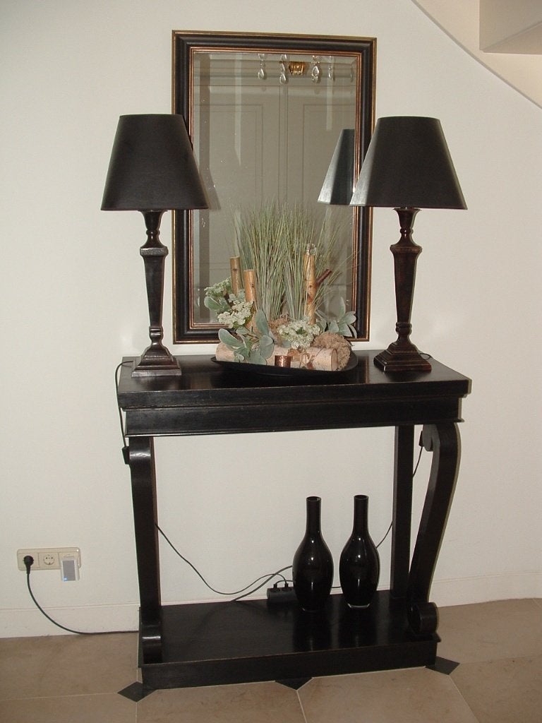 2x Lamp, tafellamp metalen zuil (voet) + kap, Ophalen, Zo goed als nieuw