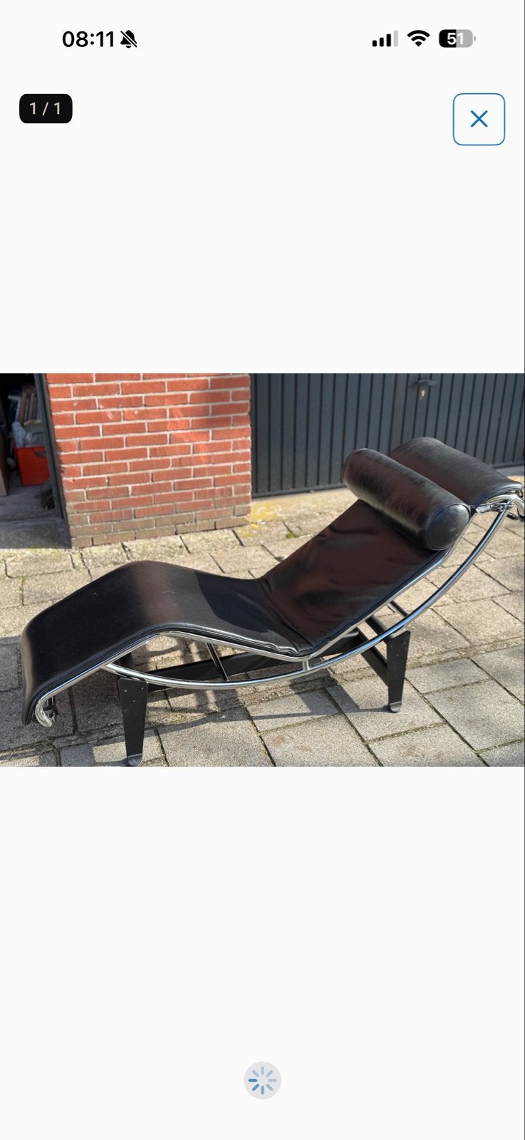 LC4 Chaise Lounge Replica - Zwart Leer en Chroom, Ophalen, Gebruikt, Zwart, Leer
