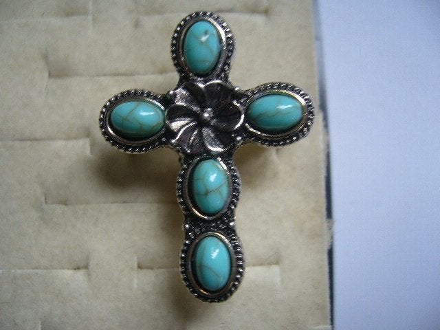 MOOIE VINTAGE RING MET KRUIS EN EDELSTENEN MAAT 18, Verzenden, Overige materialen, Ring