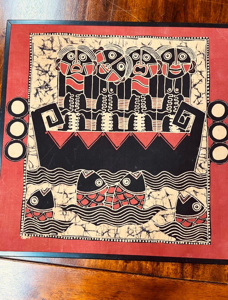Batik artwork ci1970 op zijde, Ophalen of Verzenden