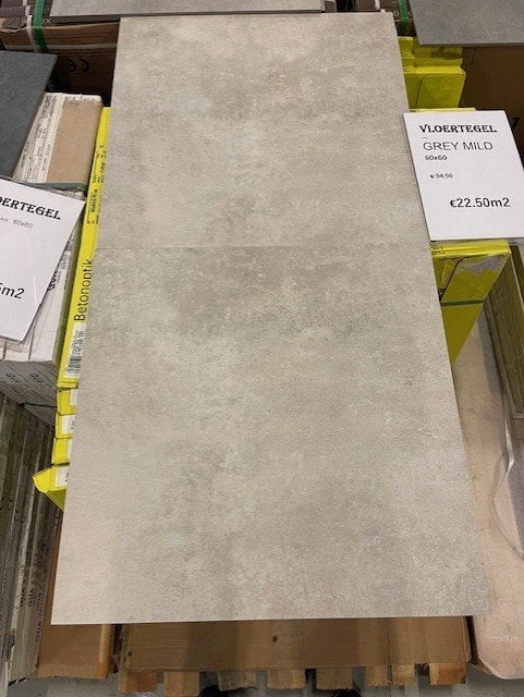 Restpartij! Vloertegel Mild Grey 60x60 nu voor maar €22,50
