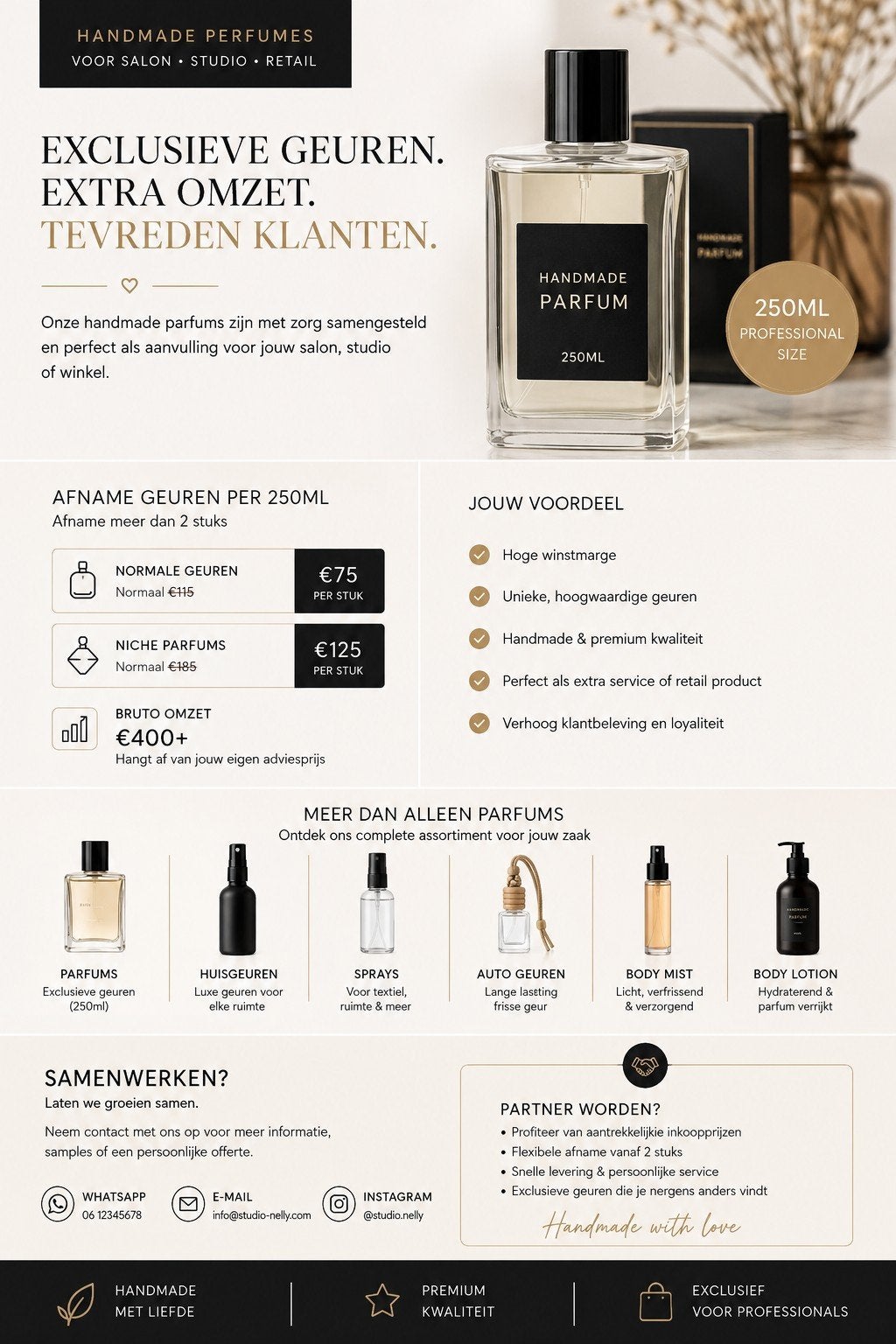Handgemaakte Parfums 250ml voor Salon/Studio/Retail, Ophalen of Verzenden