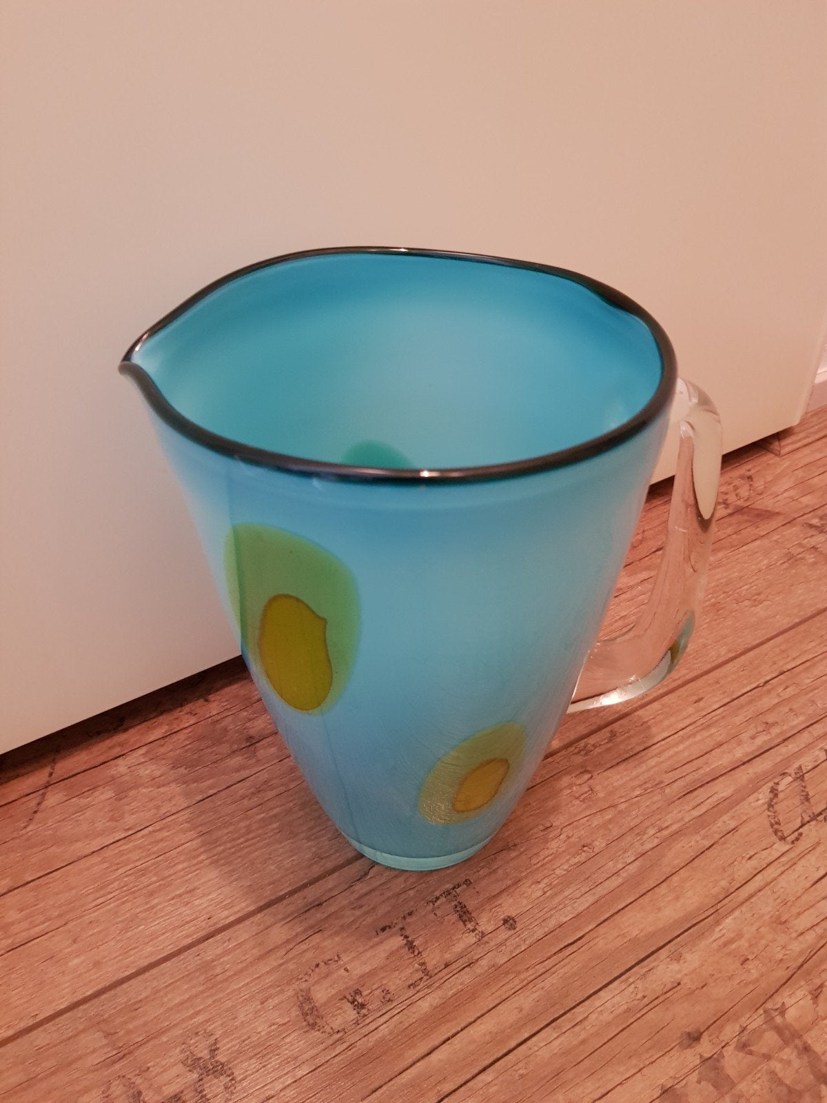 murano vaas blauw / design kan, Glas, Vaas, Handgemaakt, Ophalen of Verzenden
