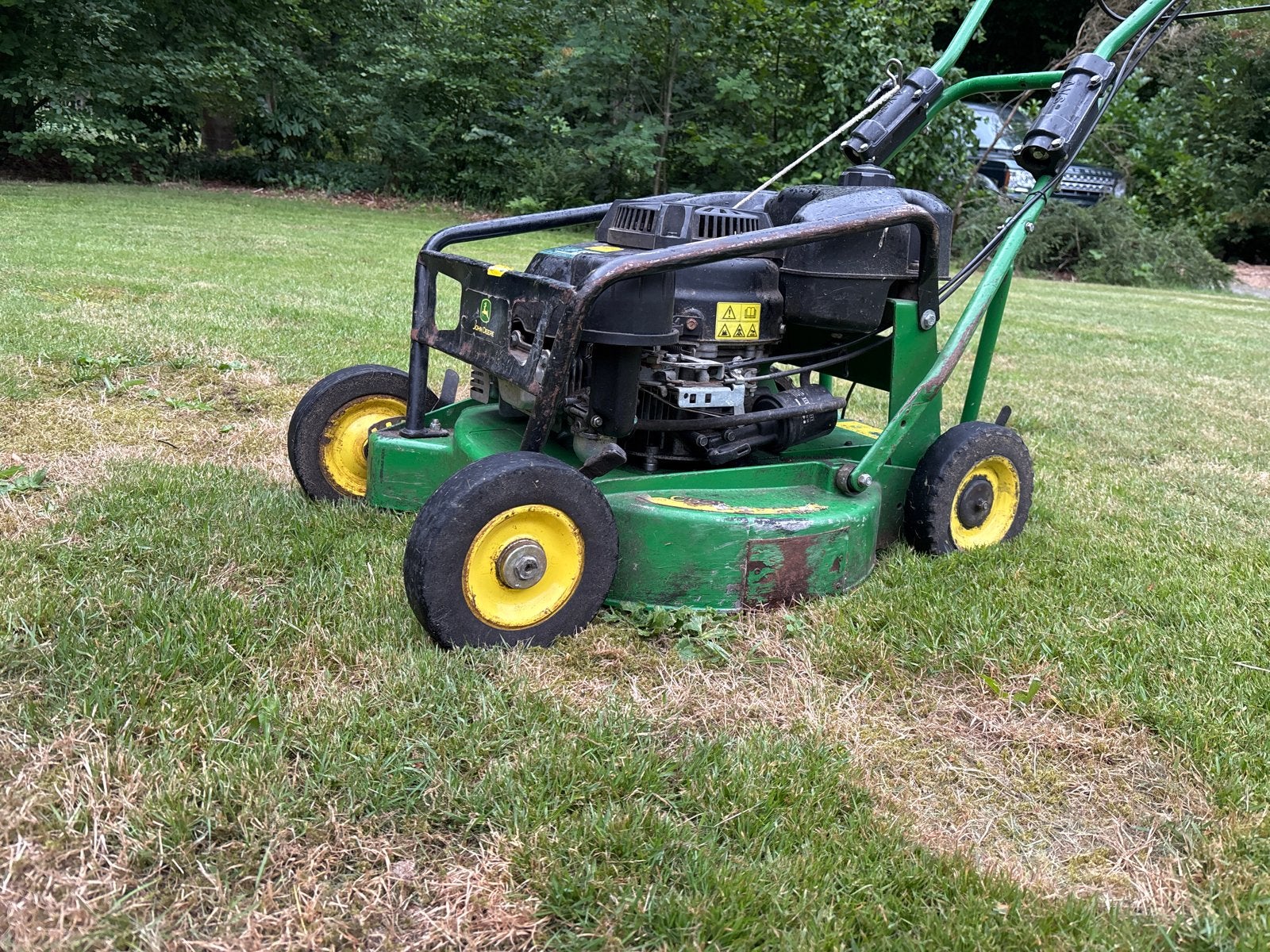 John Deere grasmaaier - Benzine - Gebruikt, Tuin en Terras, Grasmaaiers, Ophalen, Cirkelmaaier, Gebruikt, Benzine-grasmaaier