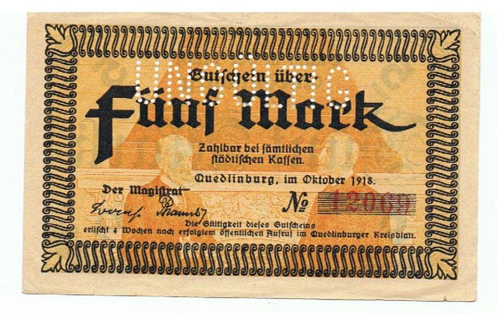 5 mark  Nr. 308, Postzegels en Munten, Bankbiljetten | Europa | Niet-Eurobiljetten, Ophalen of Verzenden, Duitsland, Los biljet