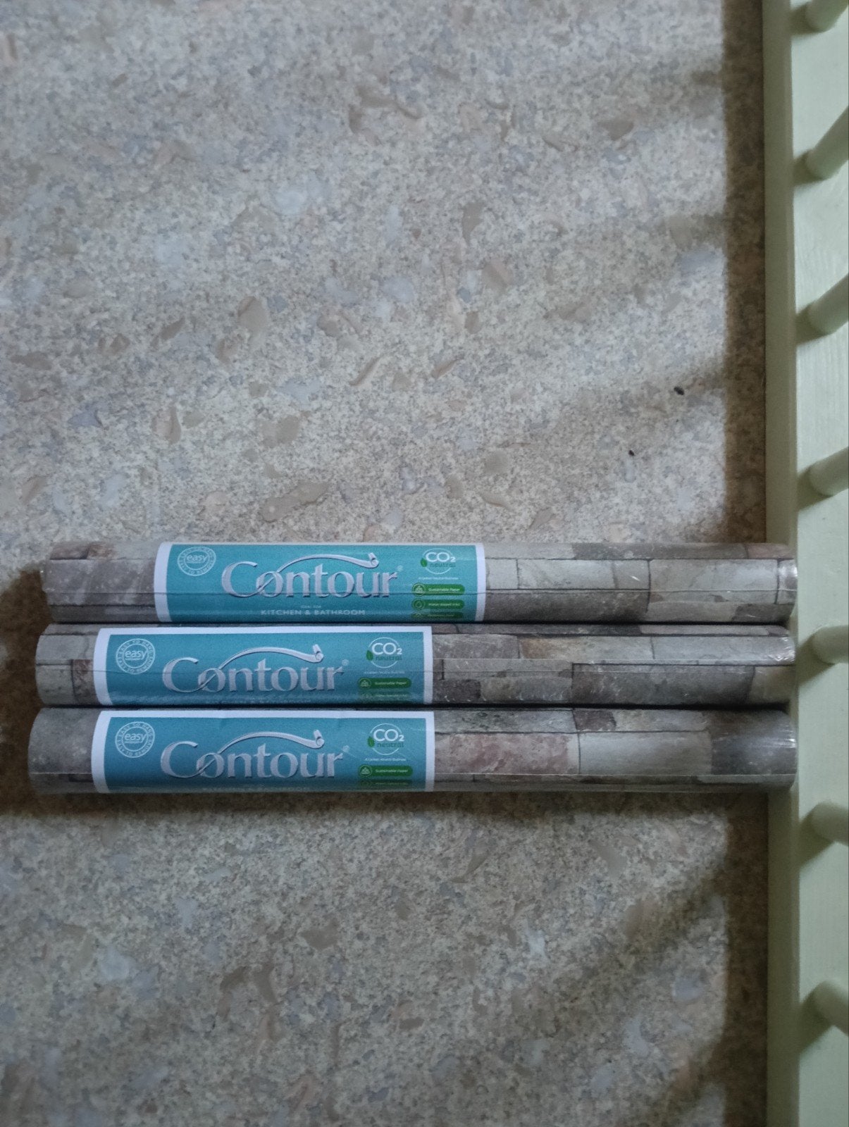 Contour Zelfklevend Behang - Steenlook (3 rollen), Materiaallook, Natuurlijk, Grijs, Ophalen of Verzenden