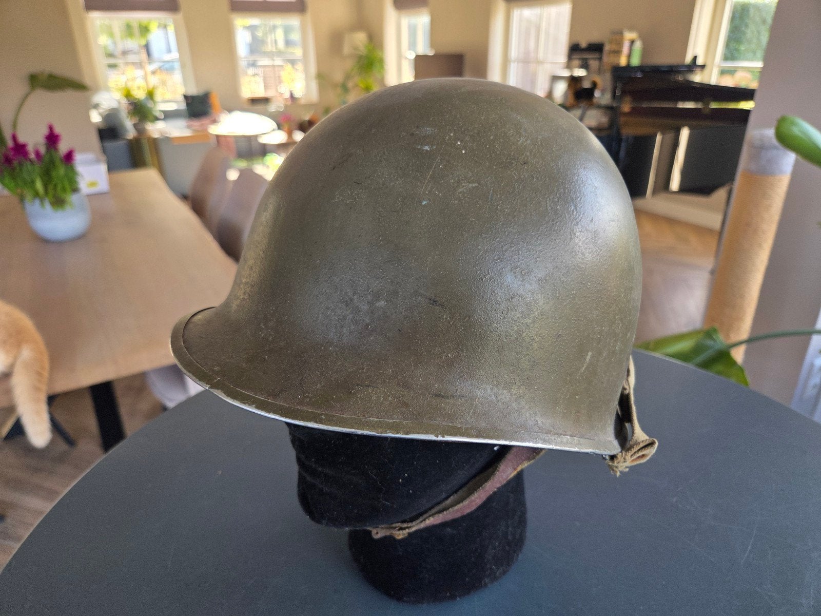 M1 fixed bail front seam helm, Ophalen of Verzenden, Amerika, Helm of Baret