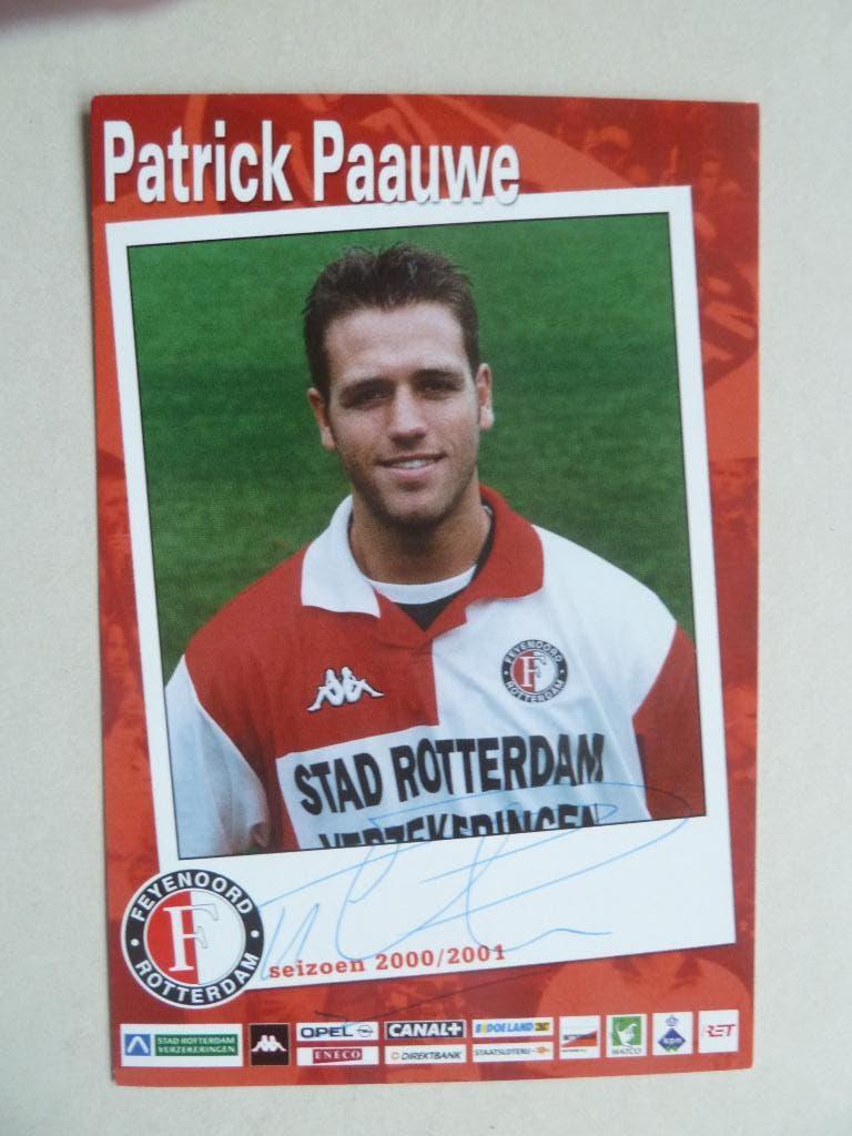 Spelerskaart. Patrick.Paauwe. Feyenoord.  2000/2001, Ophalen of Verzenden, Zo goed als nieuw, Feyenoord, Spelerskaart