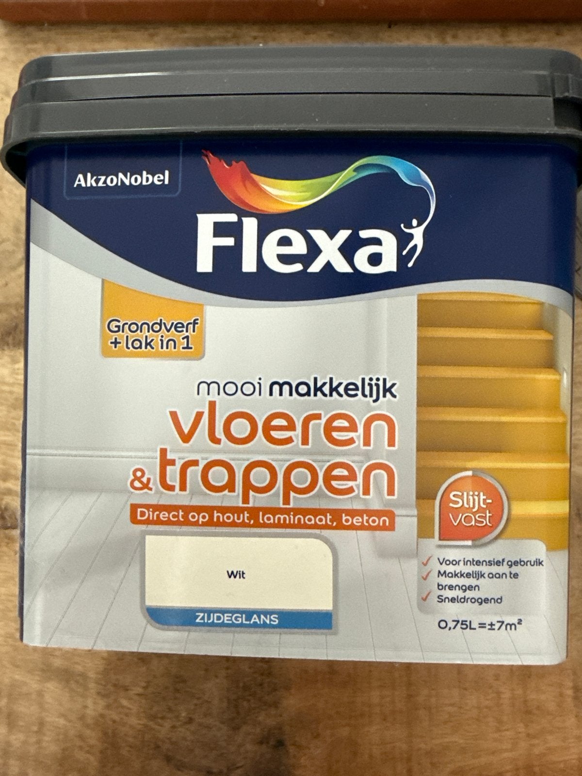 Flexa Vloeren & Trappen verf wit zijdeglans 750 ml, Ophalen, Wit, Nieuw, Verf