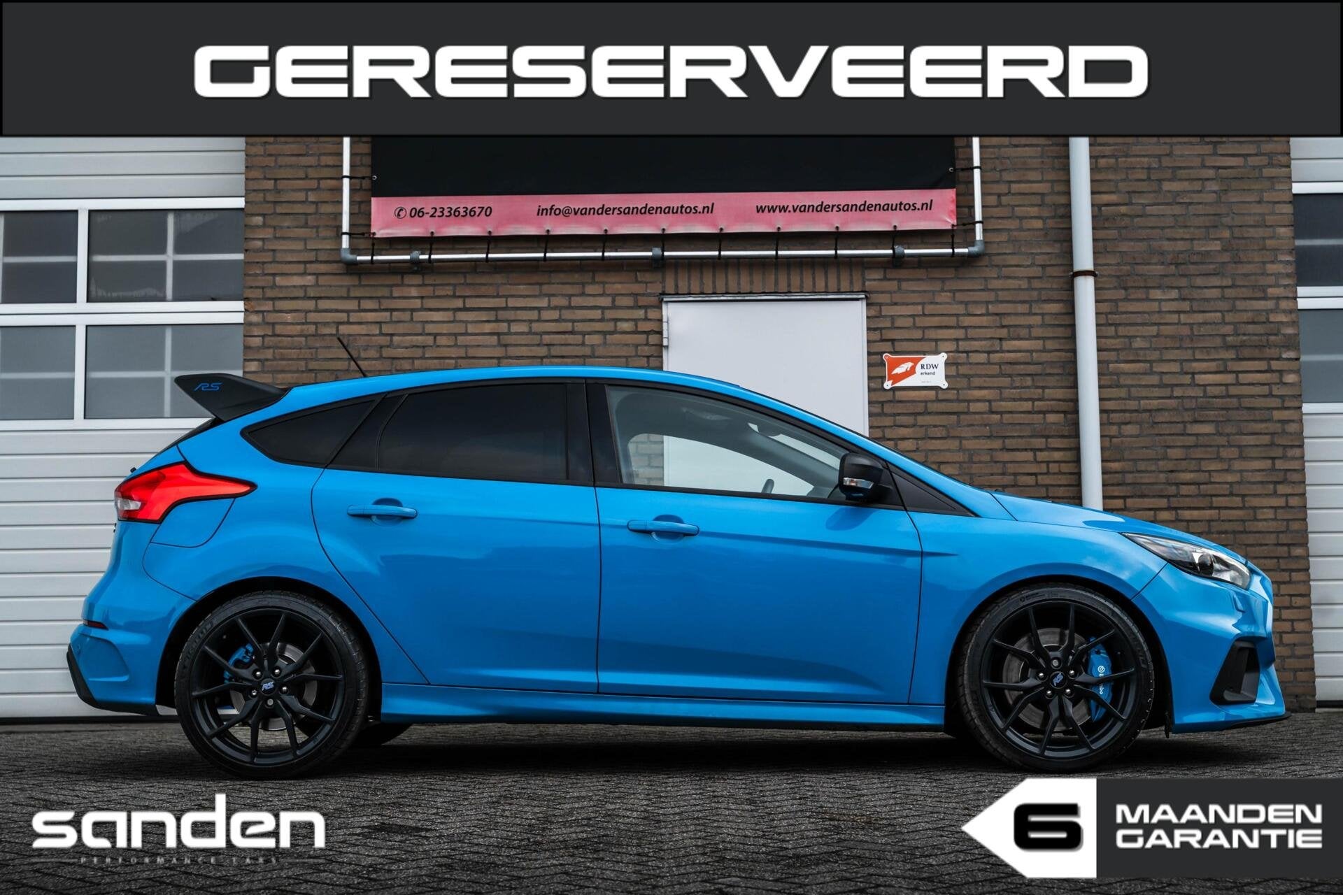 Ford Focus 2.3 RS LSD Blue & Black|Sony|Cam|CarPlay|Recaro, Auto's, Ford, Bi-Xenon koplampen, 4 cilinders, Blauw, 2300 cc