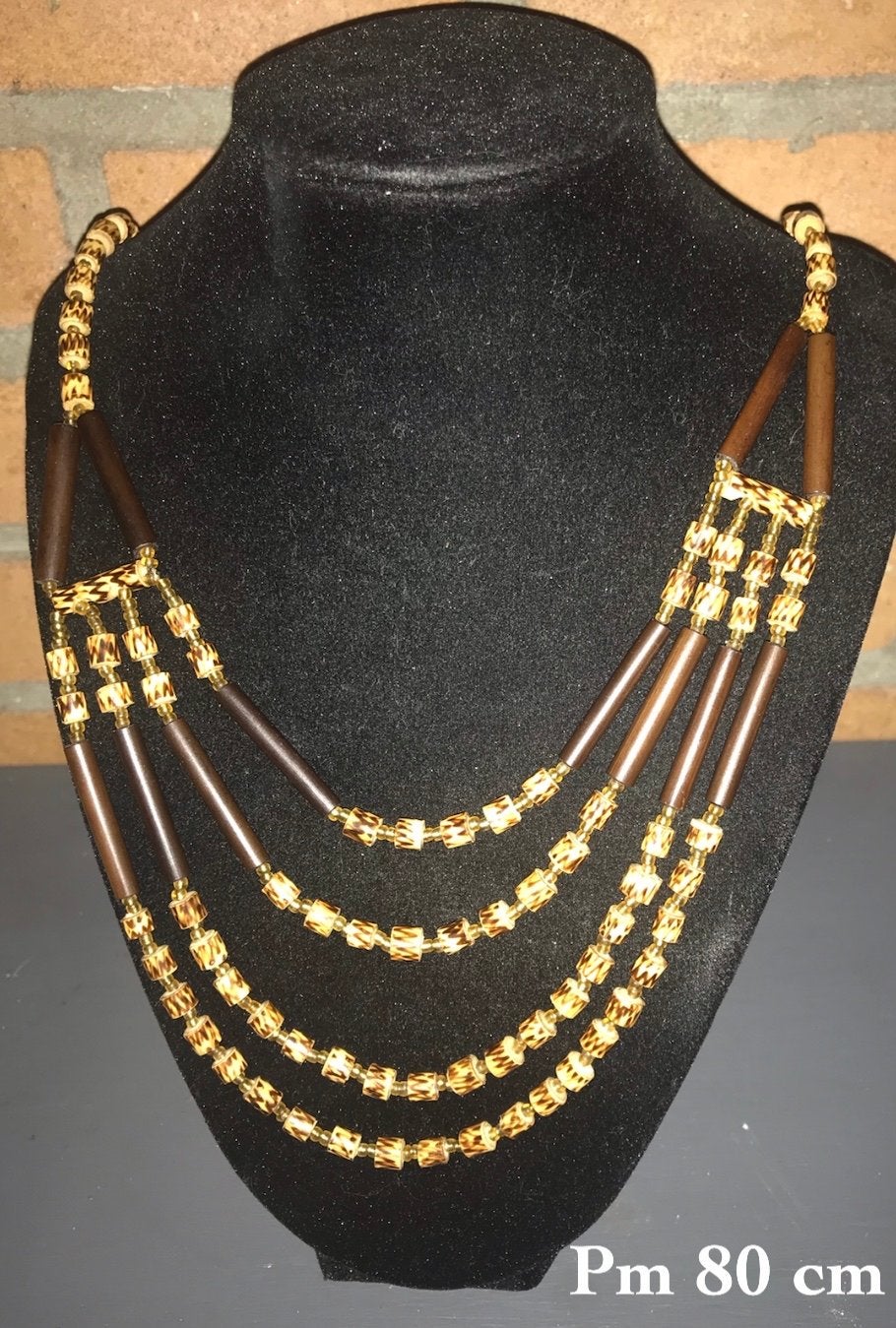 Houten kralen ketting - Per stuk, Ophalen, Gebruikt, Bruin, Overige materialen