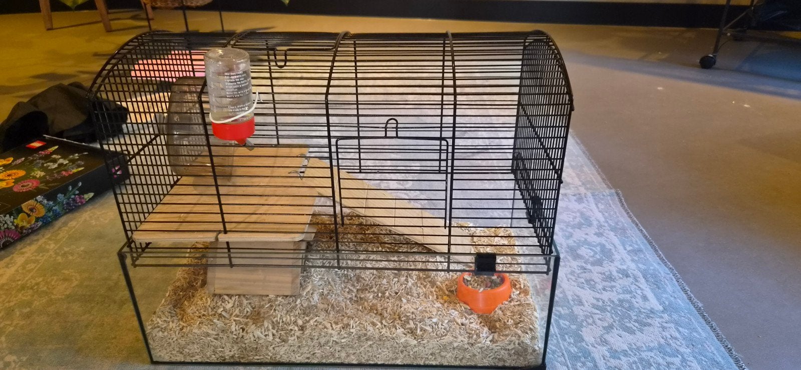 Interzoo Hamsterkooi Vision 51 zwart met glazen onderbak, Dieren en Toebehoren, Minder dan 60 cm, Kooi, Gebruikt, Minder dan 75 cm