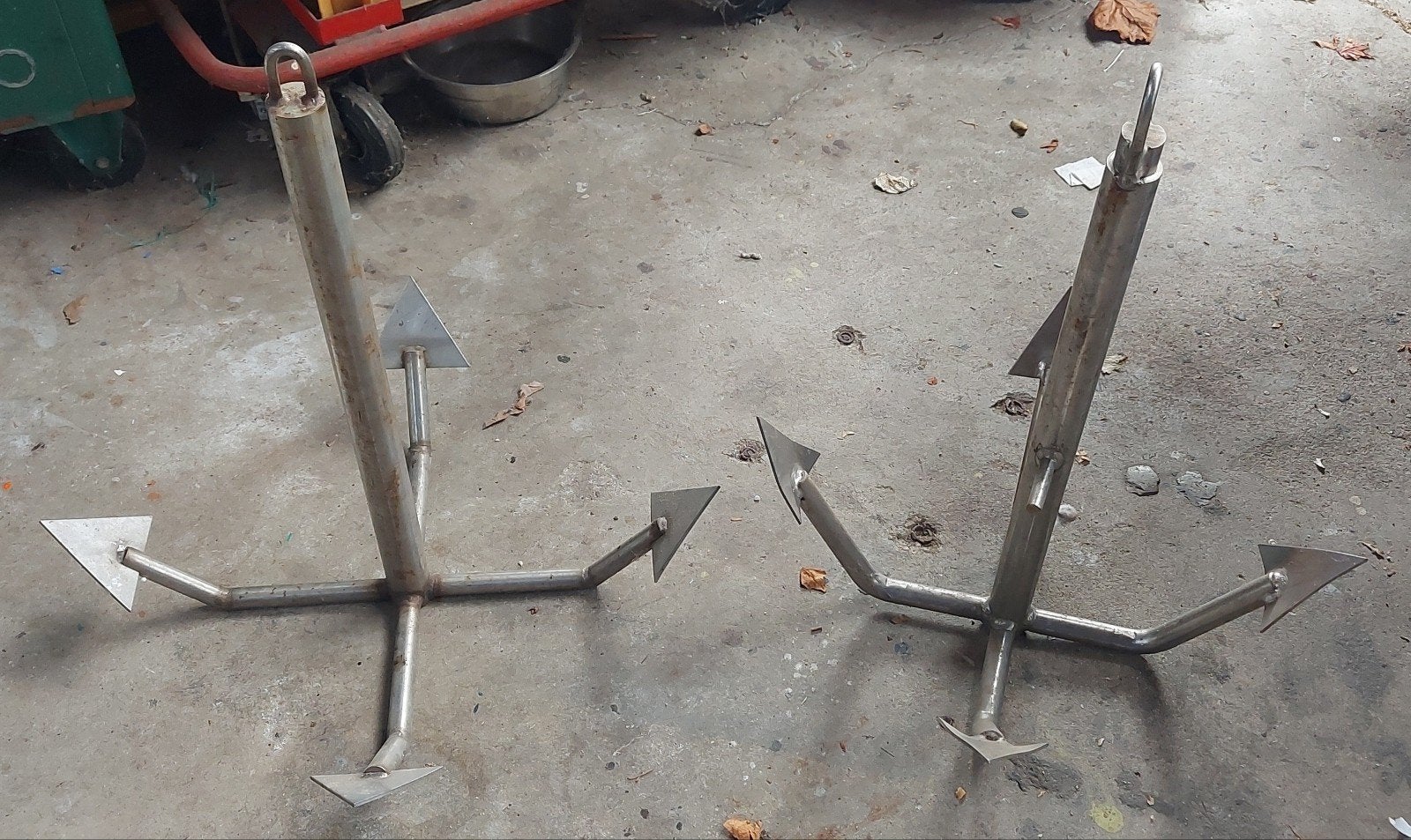 2x RVS dreganker 7kg en 2x RVS stokanker 3kg, Ophalen