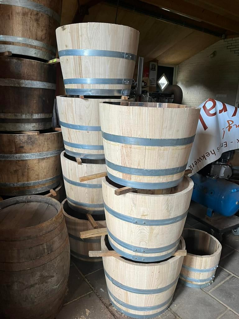 Vaderdagaanbieding vaderdagkado  houten bloembak €50.-, Tuin en Terras, Bloembakken en Plantenbakken, Gerard Krale, Rond, Nieuw