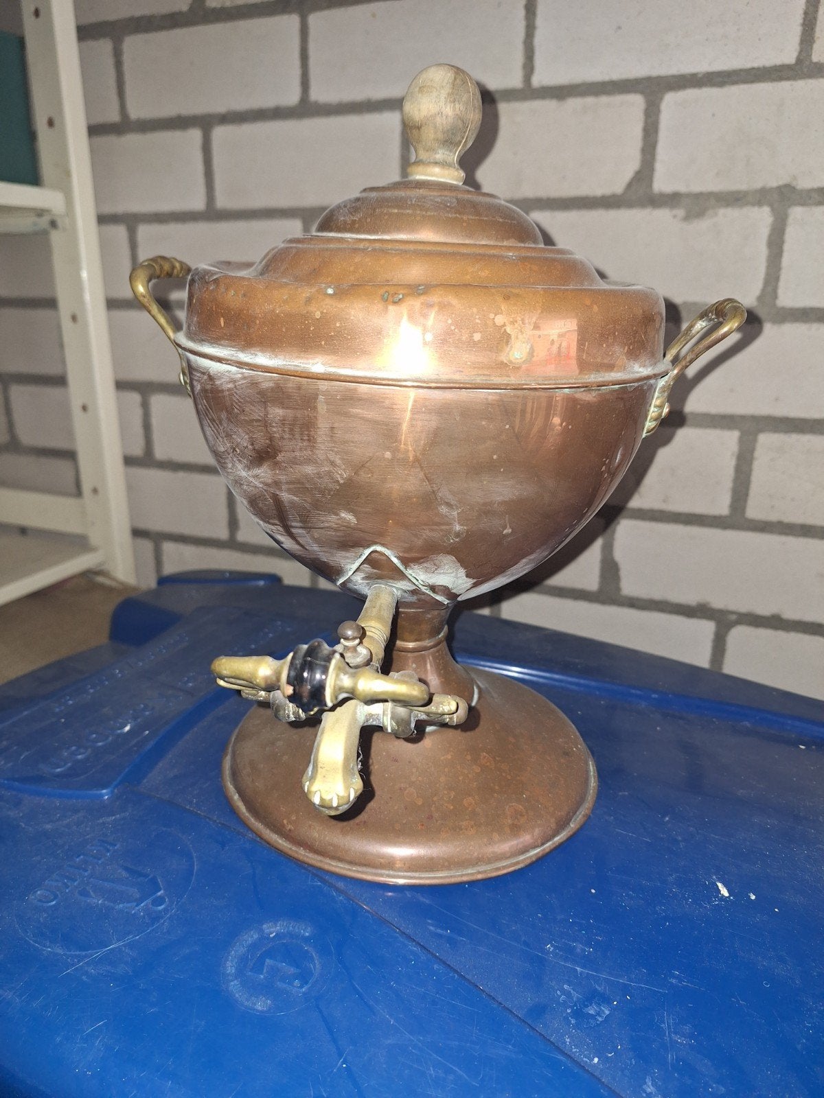 Antieke Koperen Samovar / Theeketel met Kraan, Antiek en Kunst, Antiek | Koper en Brons, Ophalen of Verzenden