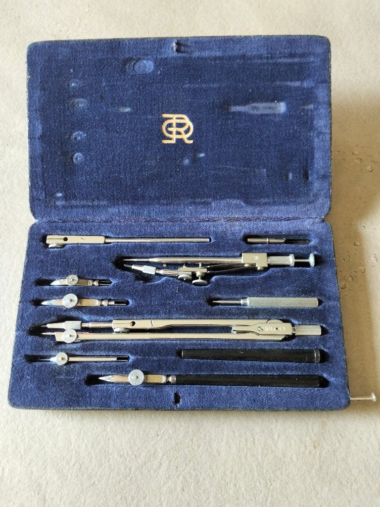 Antieke passerdoos/passerset EO Richter & co, Ophalen of Verzenden