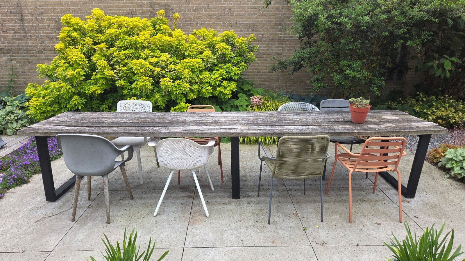 Tuintafel en/of stalen tafelpoten/onderstel, Ophalen, Gebruikt, Rechthoekig, Hout