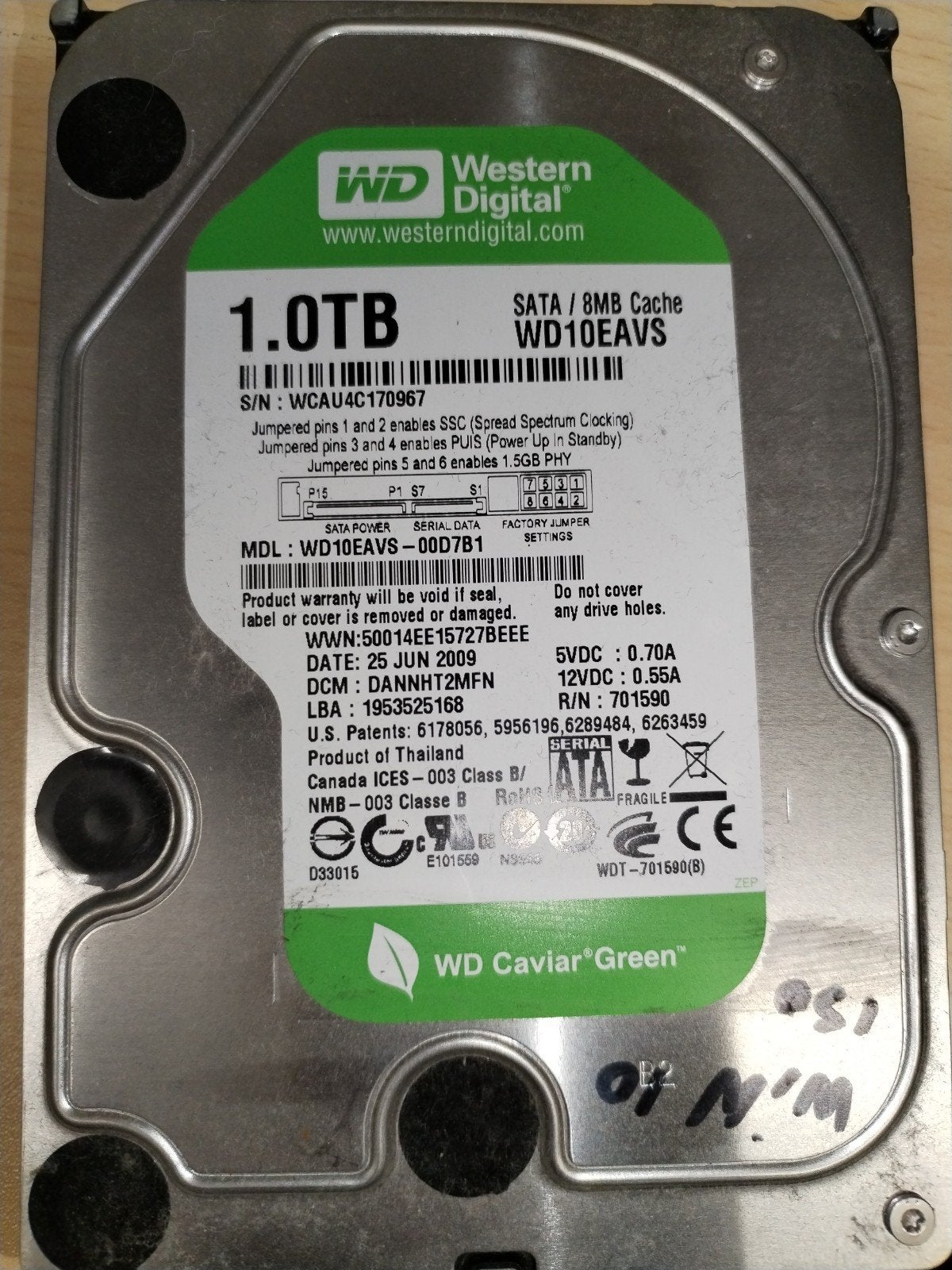 WD Caviar Green 1TB SATA HDD - WD10EAVS, Computers en Software, Intern, 1.0TB, Server, Ophalen of Verzenden