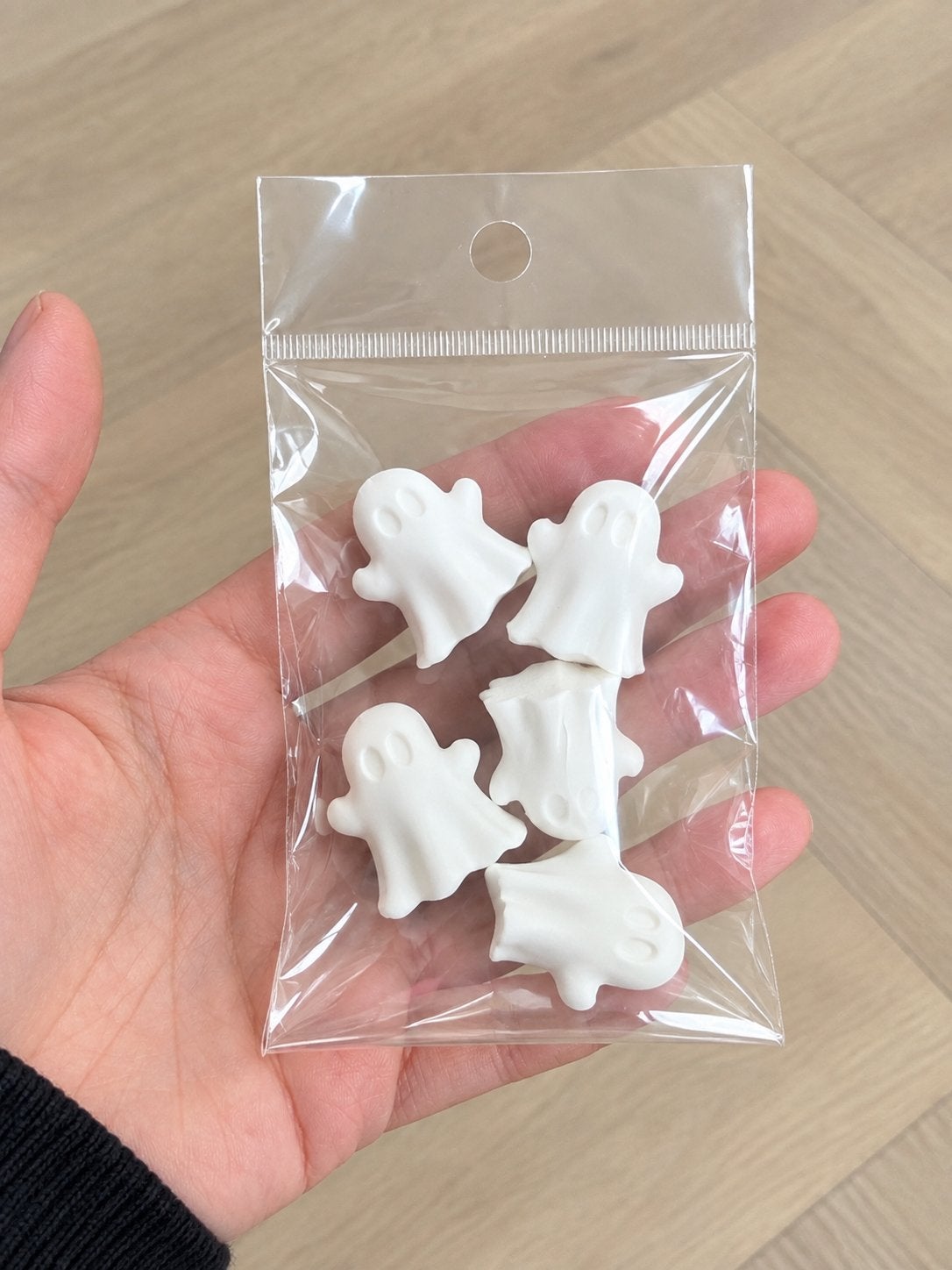 Zakje met 5 Spook Miniatuur Halloween Decoratie Plastic, Ophalen of Verzenden, Nieuw