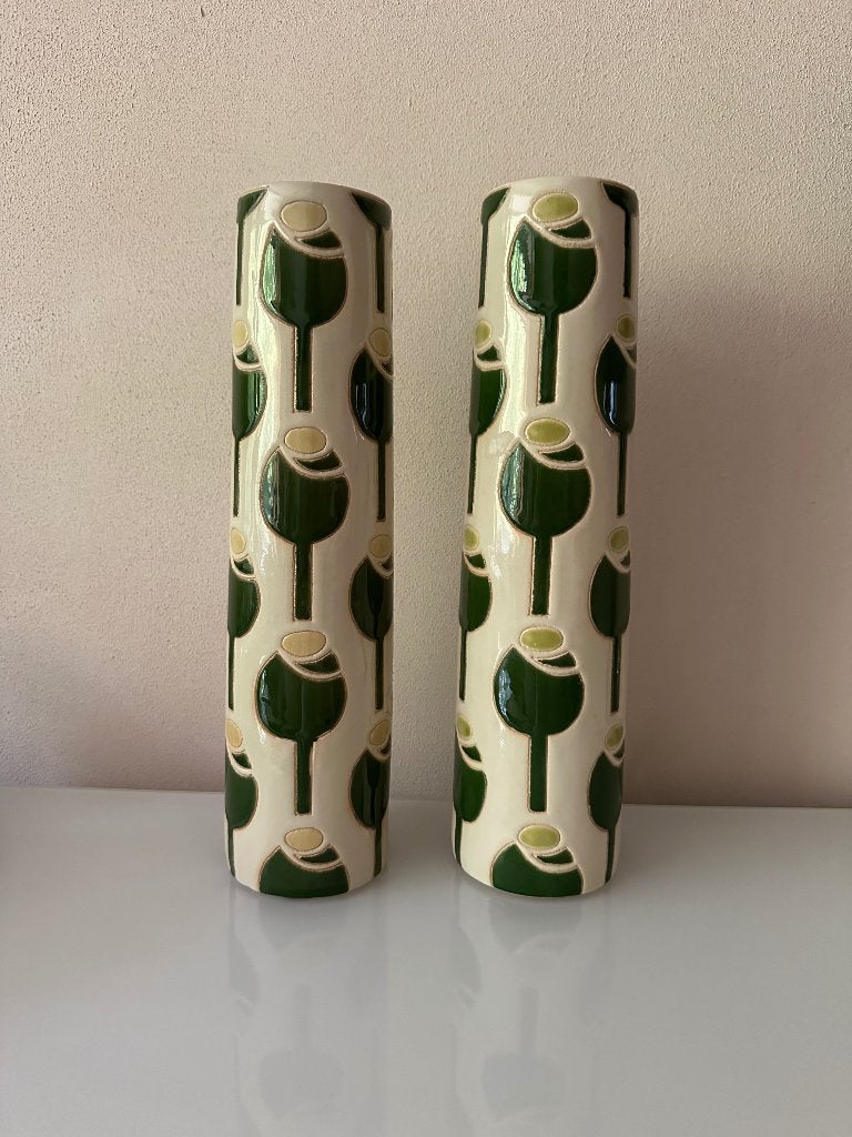 Handgemaakte retro, vintage vazen, Handgemaakt, Beige, Ophalen of Verzenden, Zo goed als nieuw