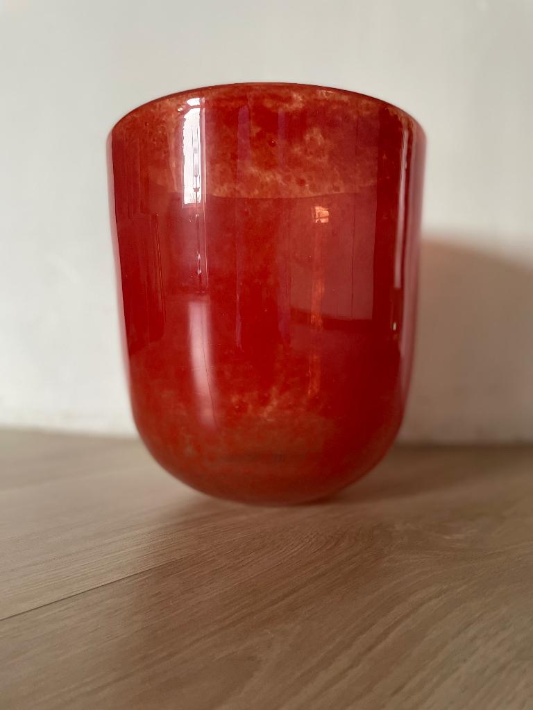 Rode glazen vaas, Ophalen, Minder dan 50 cm, Rood, Glas