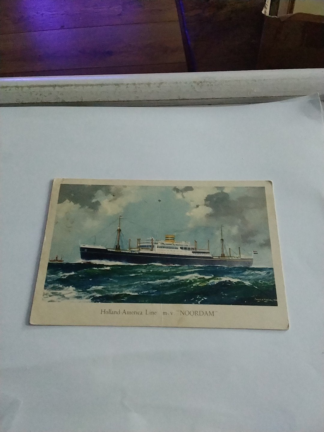 Holland America Lijn m.v. "NOORDAM" ansichtkaart, Ophalen of Verzenden, 1920 tot 1940, Gelopen