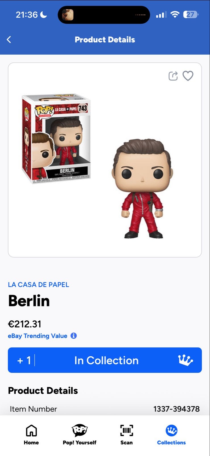 Funko Pop! La Casa de Papel - Berlin (743), Ophalen of Verzenden, Zo goed als nieuw