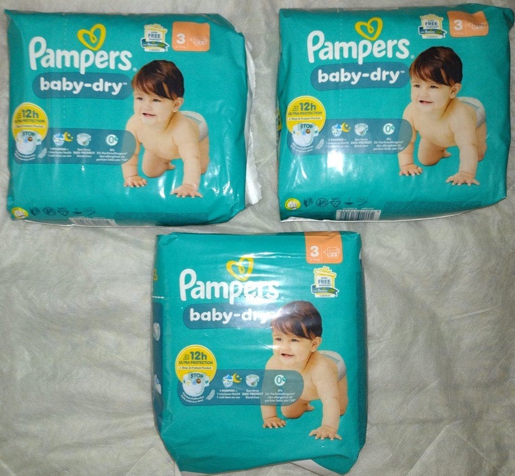 3 pakken Pampers baby dry maat 3 23 pampers per pak NIEUW, Ophalen of Verzenden, Nieuw