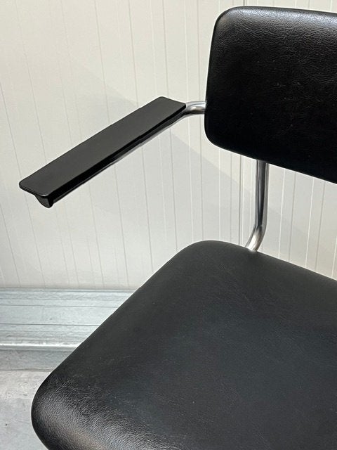 Gispen 1235 + 1231 eetkamerstoelen 4x vintage zwart prijs ps, Gebruikt, ., Zwart, Vintage