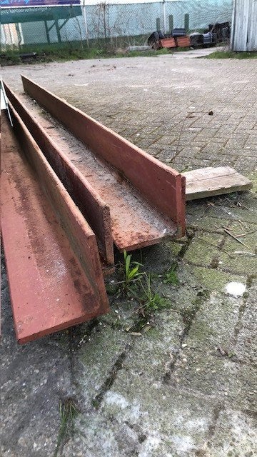 zware stalen hoekstaal L200x200x18 mm lg3700mm, Ophalen, Gebruikt, IJzer