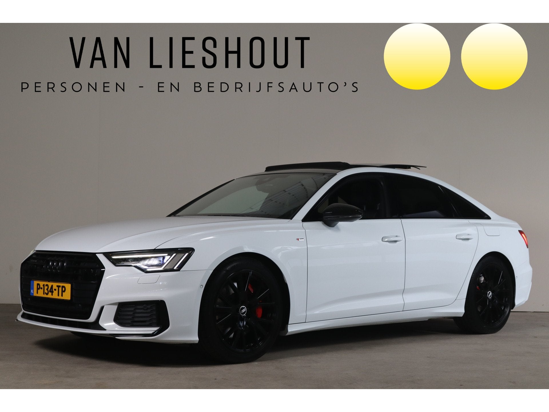 Audi A6 Limousine 55 TFSI e quattro Competition Panoramadak, Auto's, Gebruikt, Euro 6, 4 cilinders, Wit