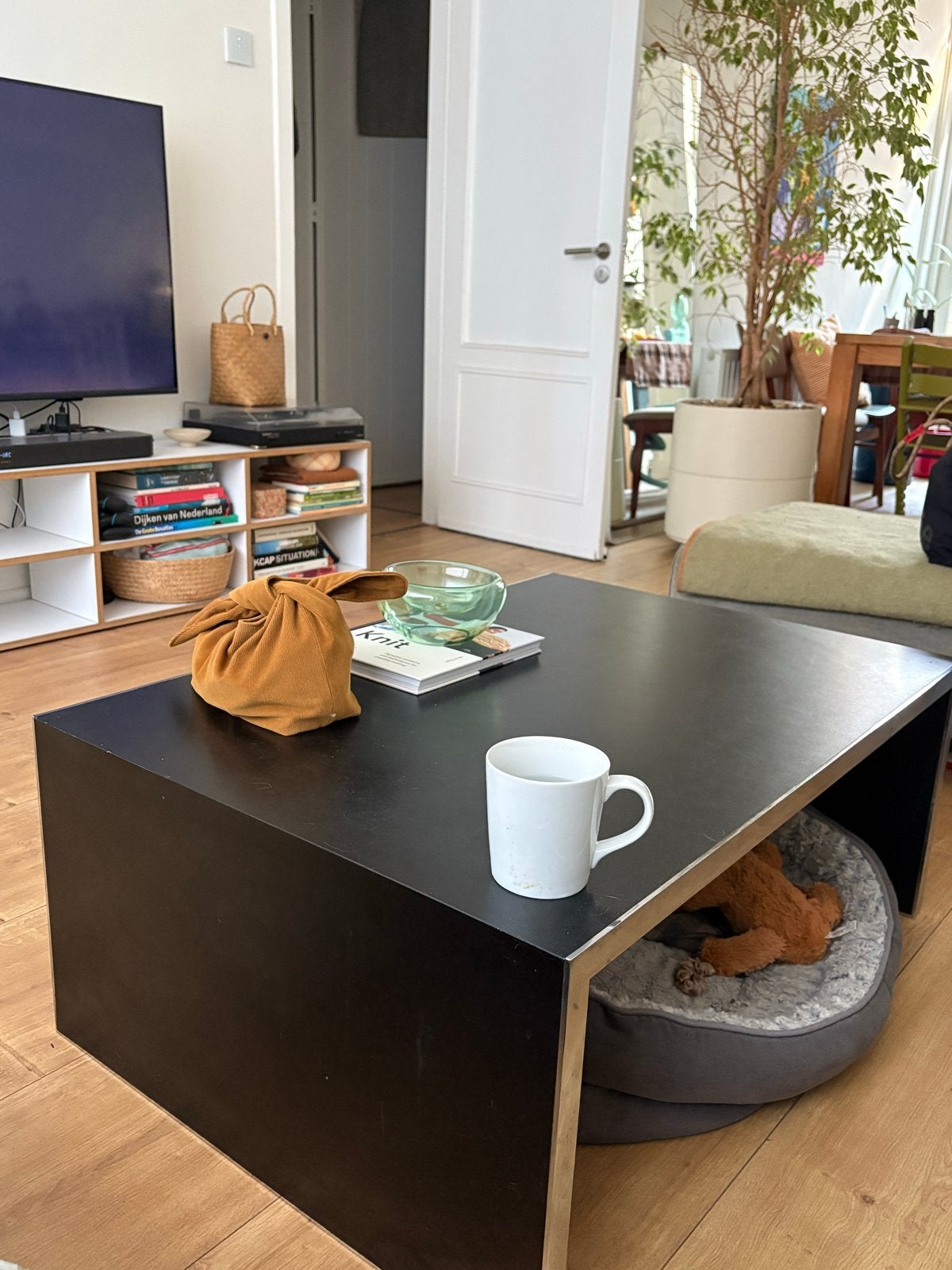 Zwart met chroom vintage salontafel, Huis en Inrichting, Tafels | Salontafels, Ophalen, Gebruikt, Rechthoekig, Metaal